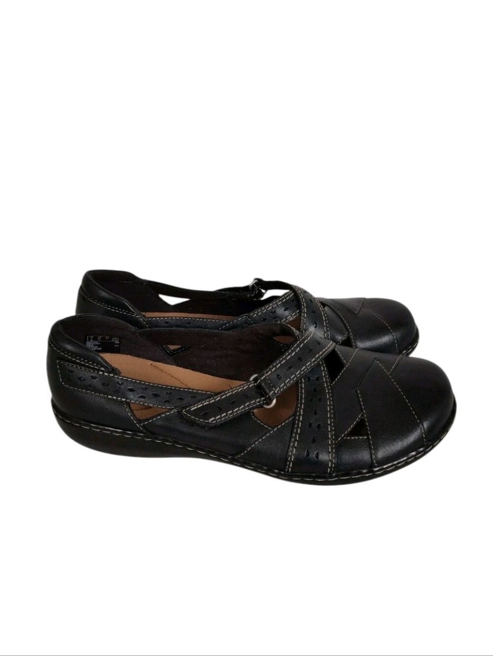Clarks Ashland Spin Q Loafer Women's Size 9.5W Black Leather Casual Flats